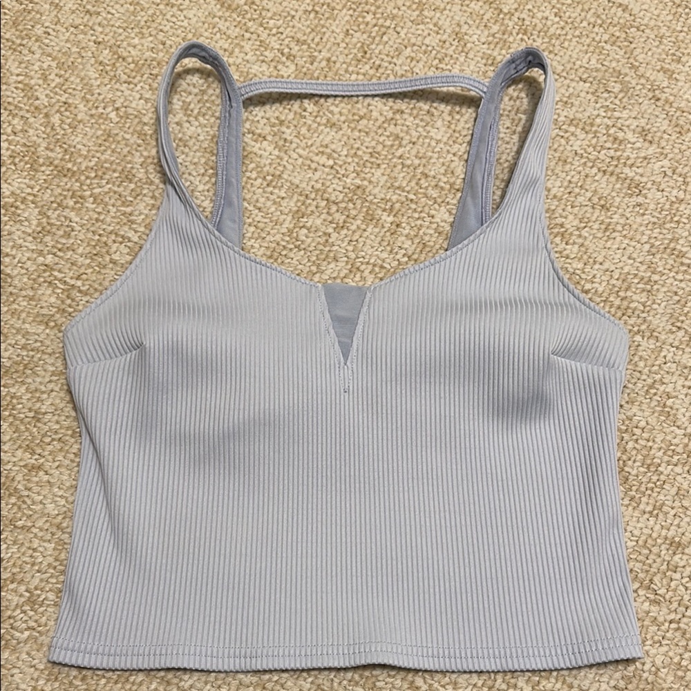 Free People Light Blue Ribbed Crop Top Size Small